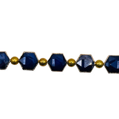 12x11mm Hexagon Gold Edge Sapphire Jade