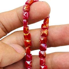 6mm Square Glass Crystal Ruby Jade