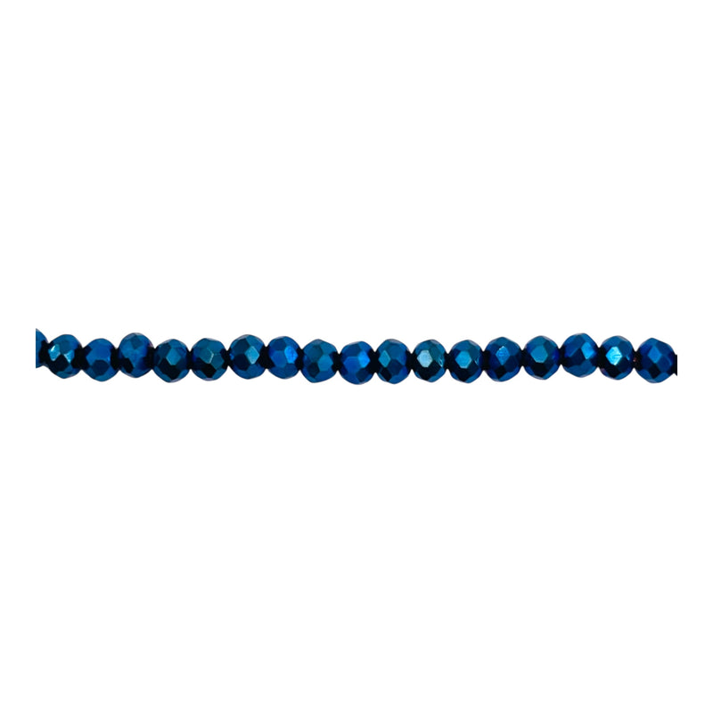 3mm Thunder Polish Glass Crystal Roundel Cut Blue Light