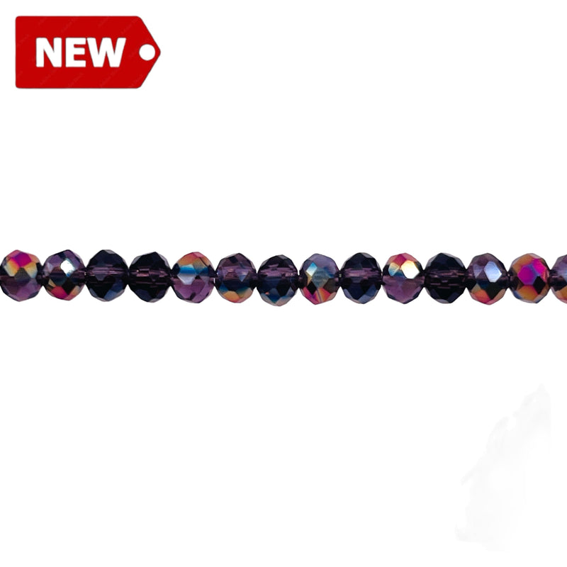 4mm Thunder Polish Glass Crystal Roundel Amethyst MP