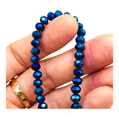 6mm Thunder Polish Glass Crystal Roundel Cut Blue Light