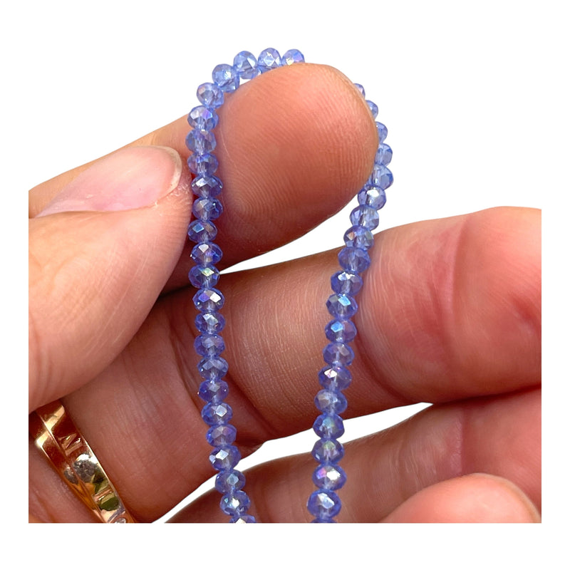 3mm Thunder Polish Glass Crystal Roundel Cut Lt. Sapphire AB