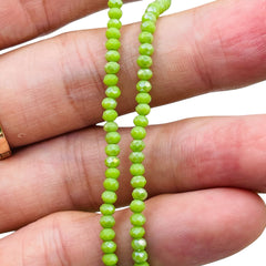 3mm Thunder Polish Glass Crystal Roundel Cut Olive Green Jade AB