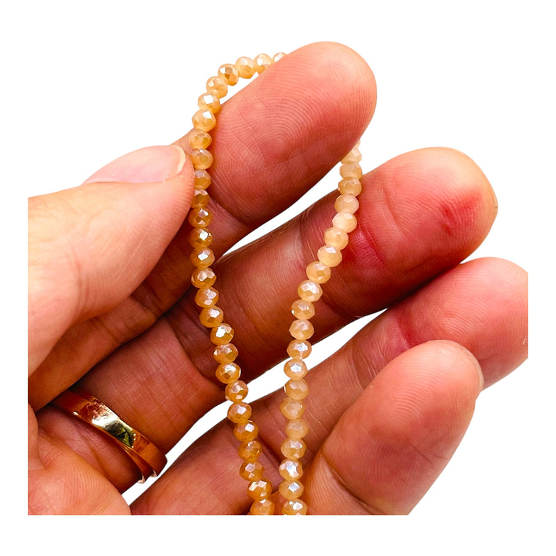 3mm Thunder Polish Glass Crystal Roundel Cut Gold Plated Jade