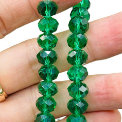 10mm Thunder Polish Glass Crystal Roundel Cut Green Zircon