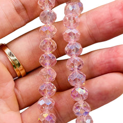 10mm Thunder Polish Glass Crystal Roundel Cut Peach AB