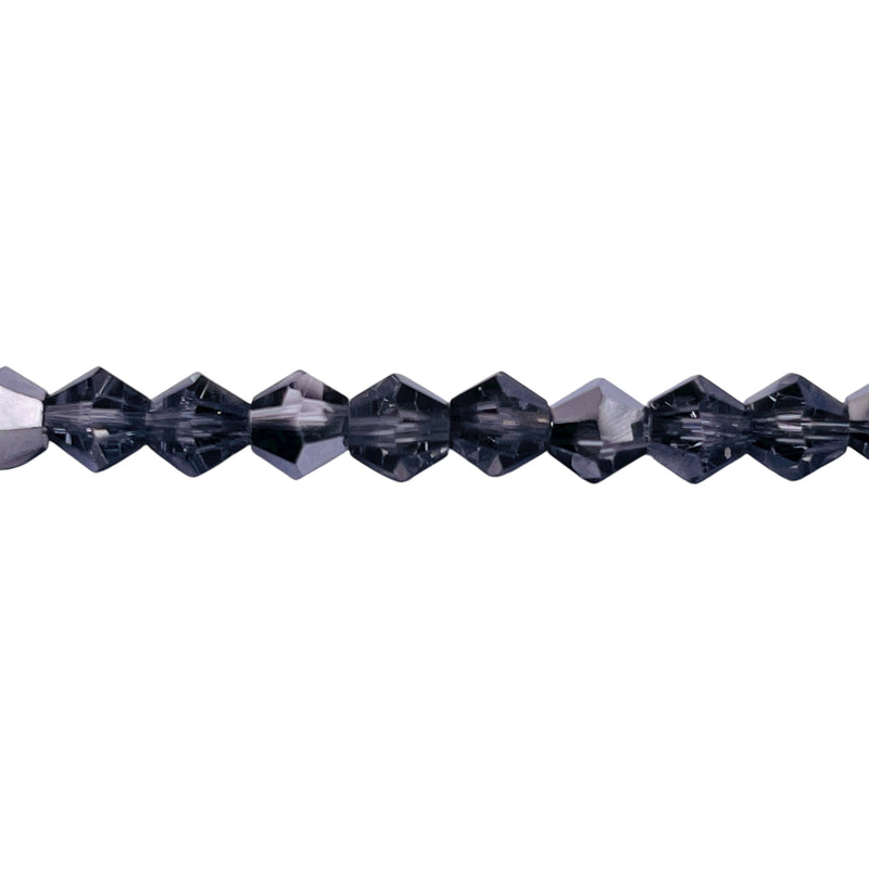 6mm Thunder Polish Glass Crystal Bicone Half Silver