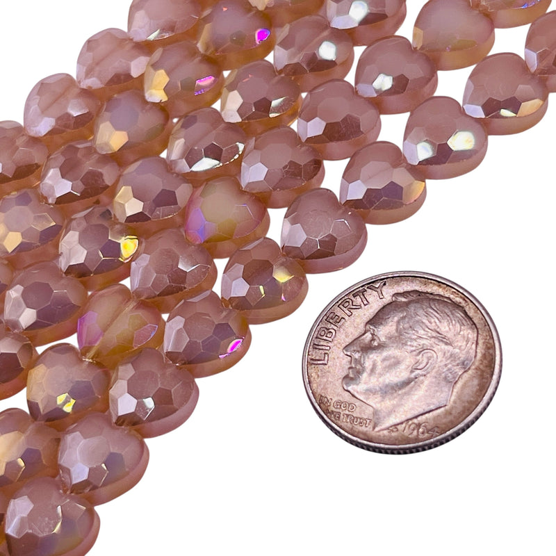 8mm Heart Glass Crystal Blue Beige