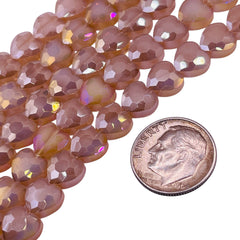 8mm Heart Glass Crystal Blue Beige