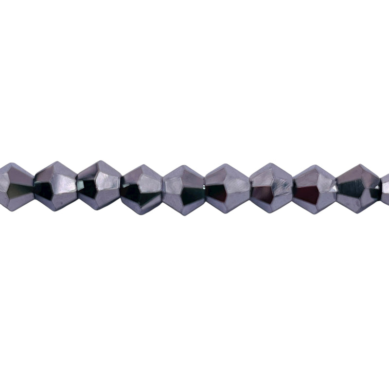 6mm Thunder Polish Glass Crystal Bicone White Gold