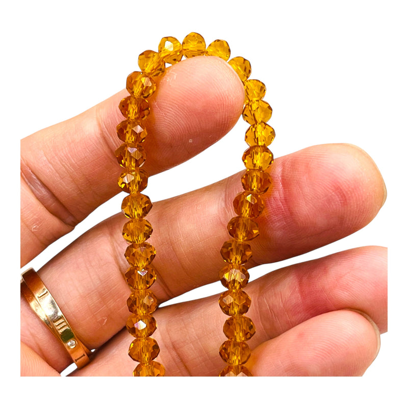 6mm Thunder Polish Glass Crystal Roundel Cut Topaz