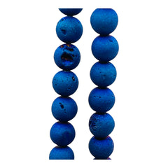 8mm Druzy Round Blue Light