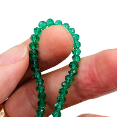 4mm Thunder Polish Glass Crystal Roundel Cut Green Zircon