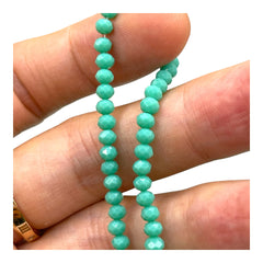 4mm Thunder Polish Glass Crystal Roundel Cut Turquoise Jade
