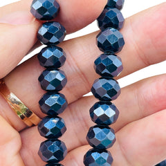 10mm Thunder Polish Glass Crystal Roundel Cut Gunmetal