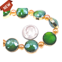 14mm Coin Gold Edge Olive Jade