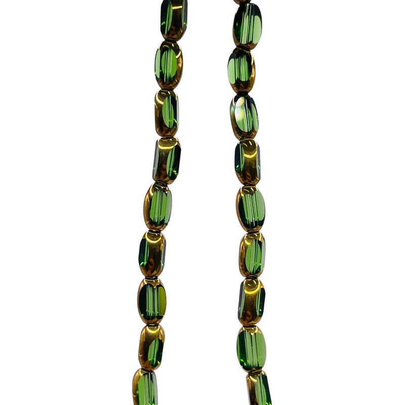 6x3mm Oval Glass Crystal Gold Edge Peridot