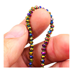 3mm Thunder Polish Glass Crystal Roundel Cut Rainbow Light