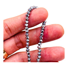 4mm Thunder Polish Glass Crystal Roundel Cut White Gold