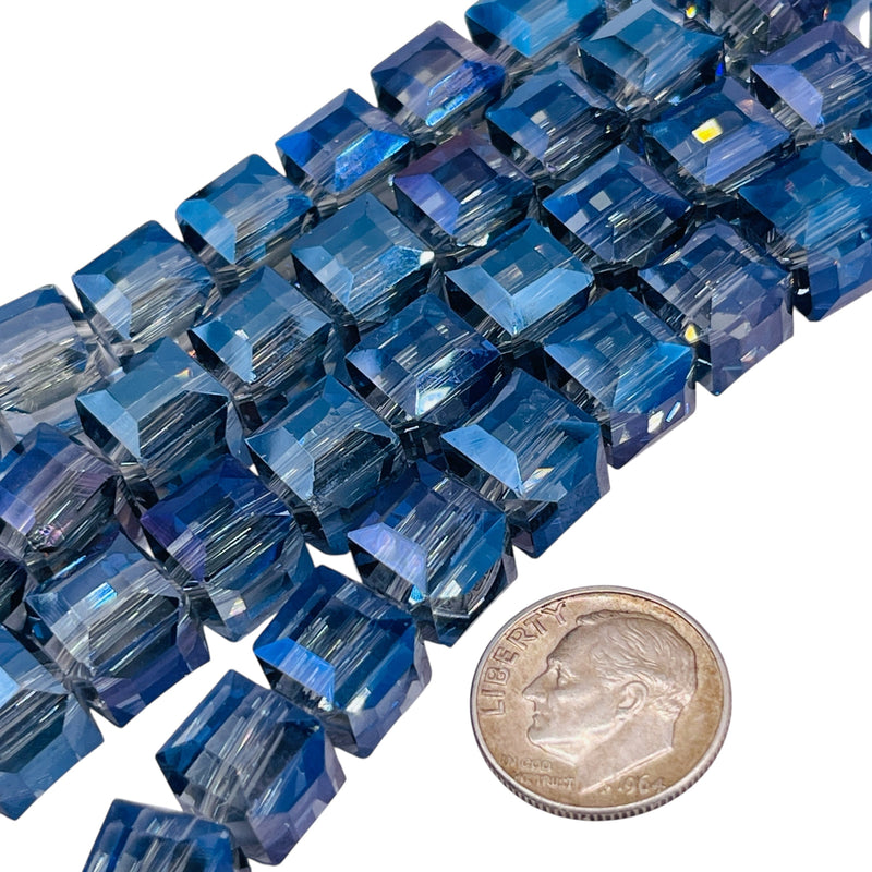 10mm Cube Glass Crystal Magic Blue
