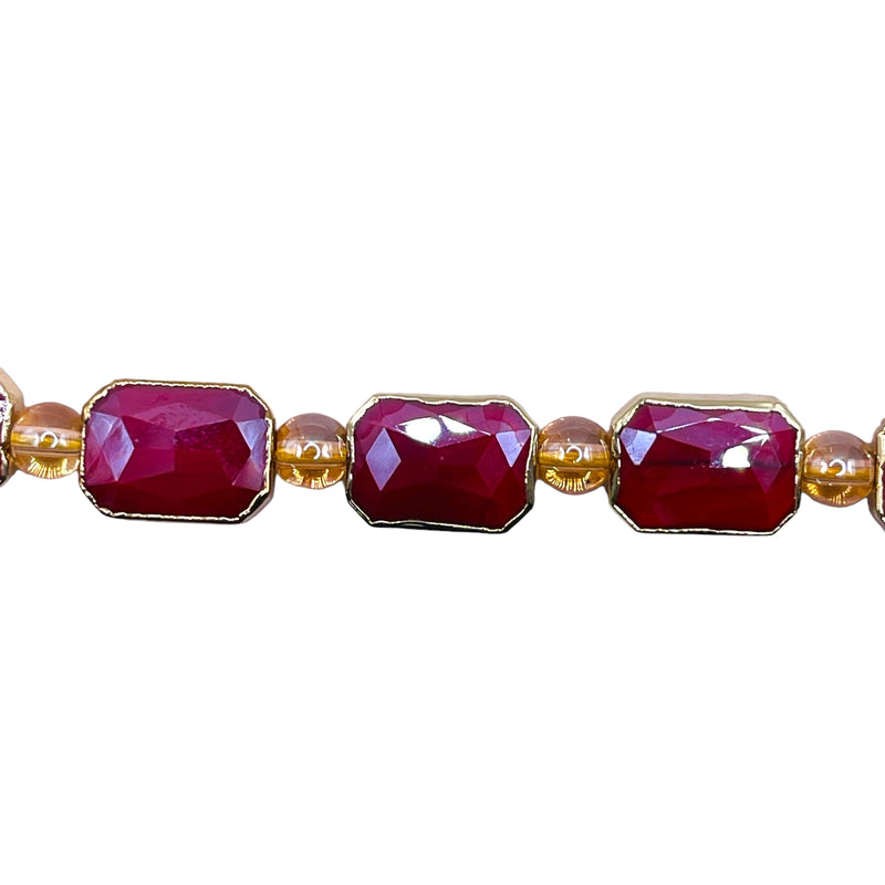 14x10mm Rectangle Gold Edge Ruby Jade