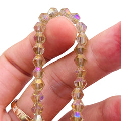 6mm Thunder Polish Glass Crystal Bicone Silver Champagne AB
