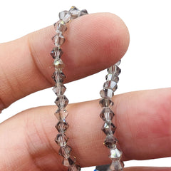 4mm Thunder Polish Glass Crystal Bicone Silver Gray