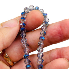 6mm Thunder Polish Glass Crystal Roundel Cut Blue Magic