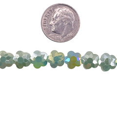 8mm Flower Glass Crystal Green Jade AB