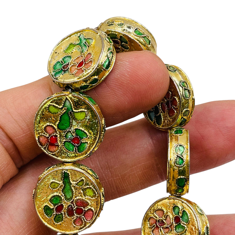 18mm Coin Cloisonne Gold