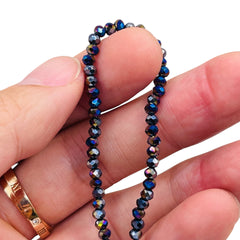 3mm Thunder Polish Glass Crystal Roundel Cut Jet AB