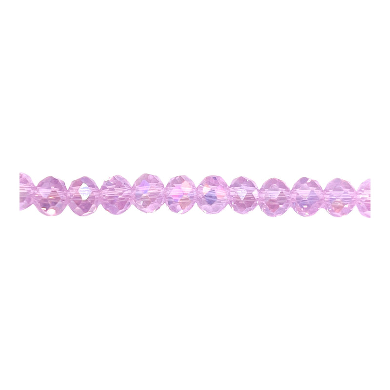 6mm Thunder Polish Glass Crystal Roundel Cut Rosaline AB