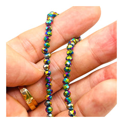 4mm Thunder Polish Glass Crystal Roundel Cut Rainbow Light