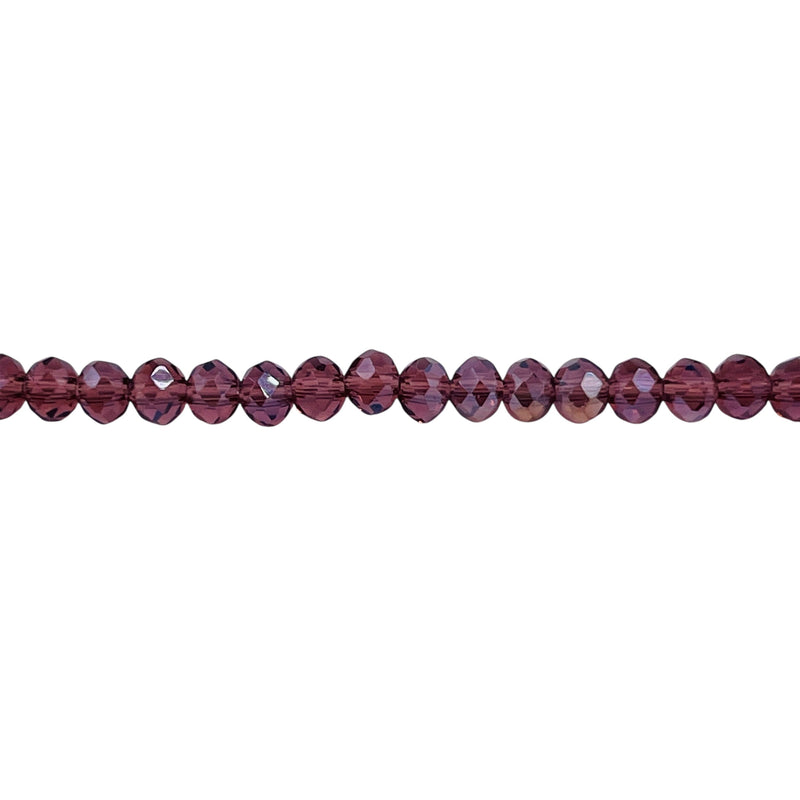 4mm Thunder Polish Glass Crystal Roundel Cut Med. Amethyst