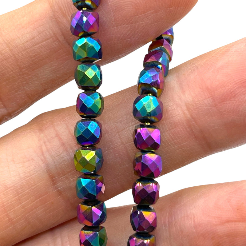 Beadorea Live: BL23 5x5mm Cube Hematite Rainbow