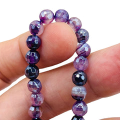 8mm Round Cut Agate Lavender Shine