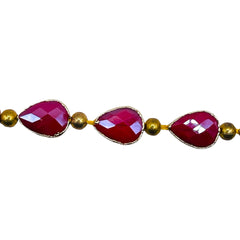 14x10mm Tear Drop Gold Edge Ruby Jade