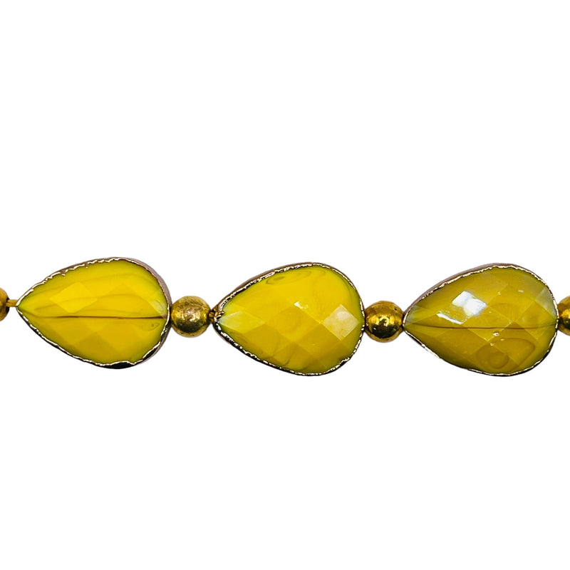 18x13mm Tear Drop Gold Edge Banana Jade