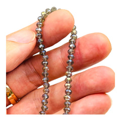 4mm Thunder Polish Glass Crystal Roundel Cut Black Diamond