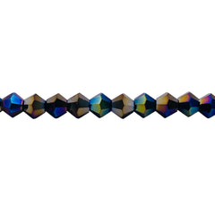 6mm Thunder Polish Glass Crystal Bicone Jet AB