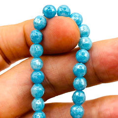 8mm Round Cut Dyed Amazonite Shine