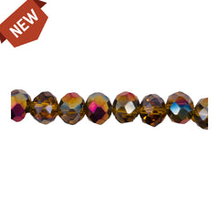 8mm Thunder Polish Glass Crystal Roundel Cut Topaz HP