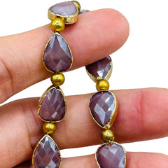 14x10mm Tear Drop Gold Edge Lavender Jade