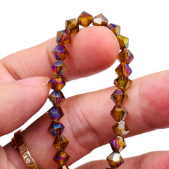 6mm Thunder Polish Glass Crystal Bicone Med. Smoked Topaz AB