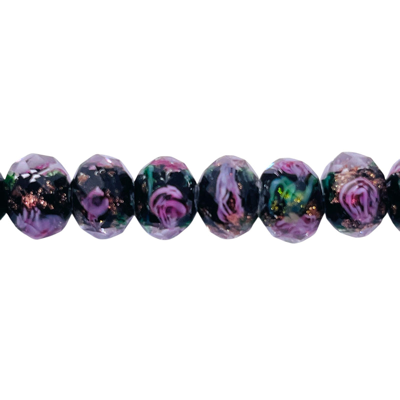 10x8mm Roundel Lampwork Black