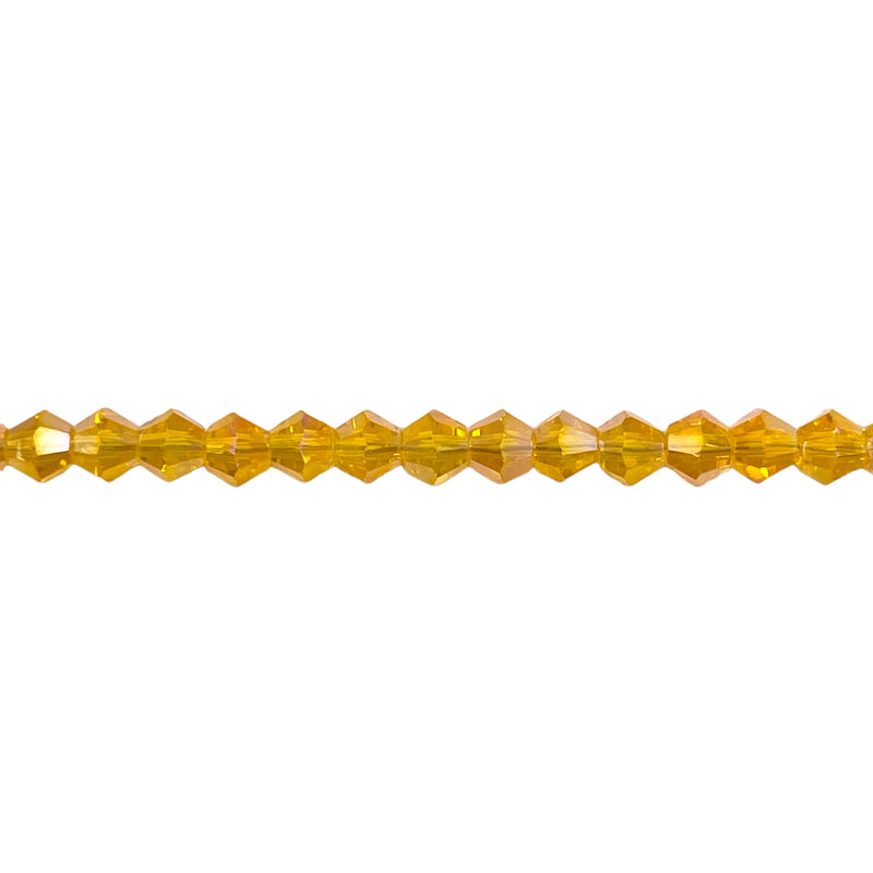 4mm Thunder Polish Glass Crystal Bicone Yellow Gold AB