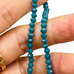 4mm Thunder Polish Glass Crystal Roundel Cut Ocean Jade