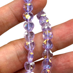 8mm Heart Glass Crystal Light Purple AB
