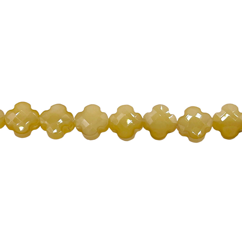 8mm Clover Glass Crystal Lt. Yellow Jade