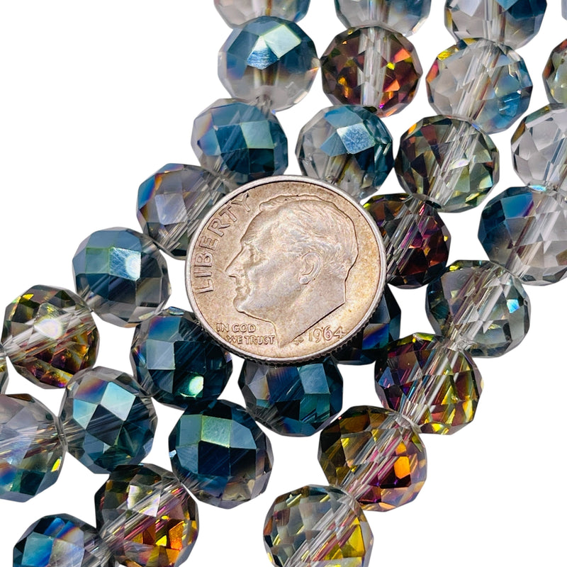 12mm Roundel Cut Glass Crystal Violet Dream
